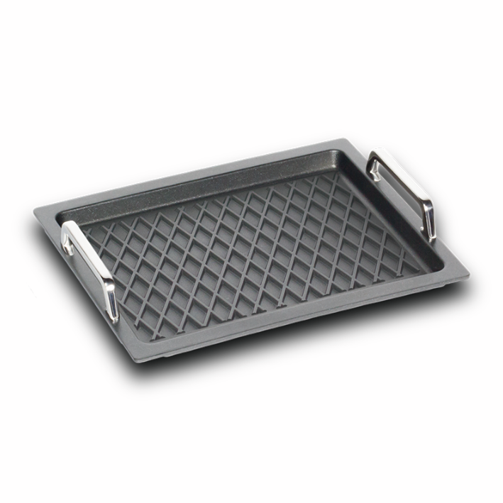 [23733G-BBQ] AMT Gastronorm 2/3 2,0 cm profondo,manici & fondo grill BBQ.