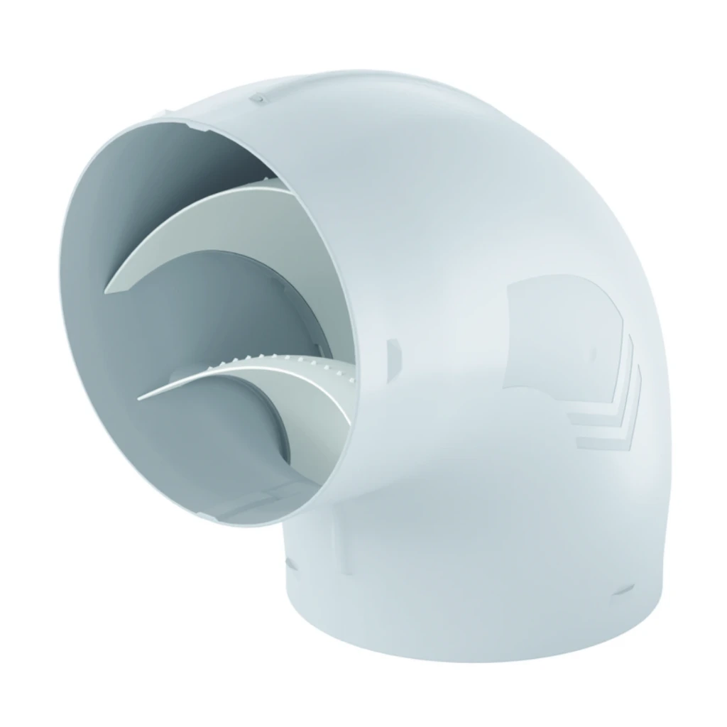 [76524-Grau] NABER PRIME flow P-RBV 150 duct bend 90°, light grey.