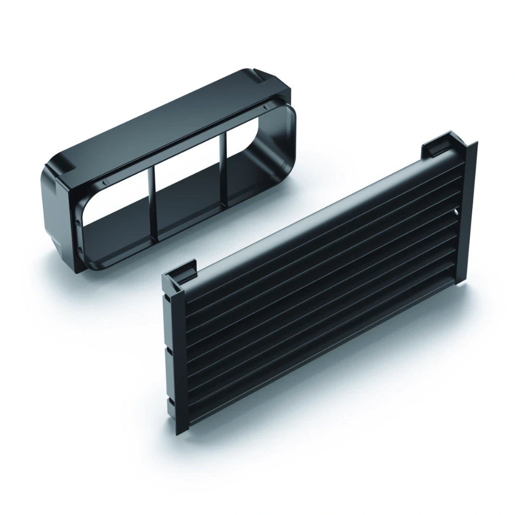 [76610-SW] NABER PRIME flow Sockel-Lüftungsgitter flow, schwarz matt, Breite 150 mm, Länge 297 mm